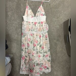 Gianni Bini Pink and Green Ruffled Tiered Sundress